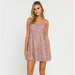 Anthropologie Endless Rose Pink Fringe Dress